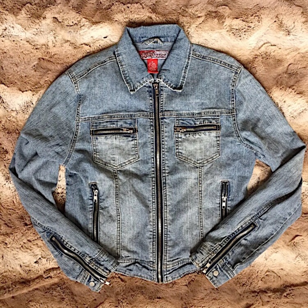 Awesome denim/jean jacket with zipper details